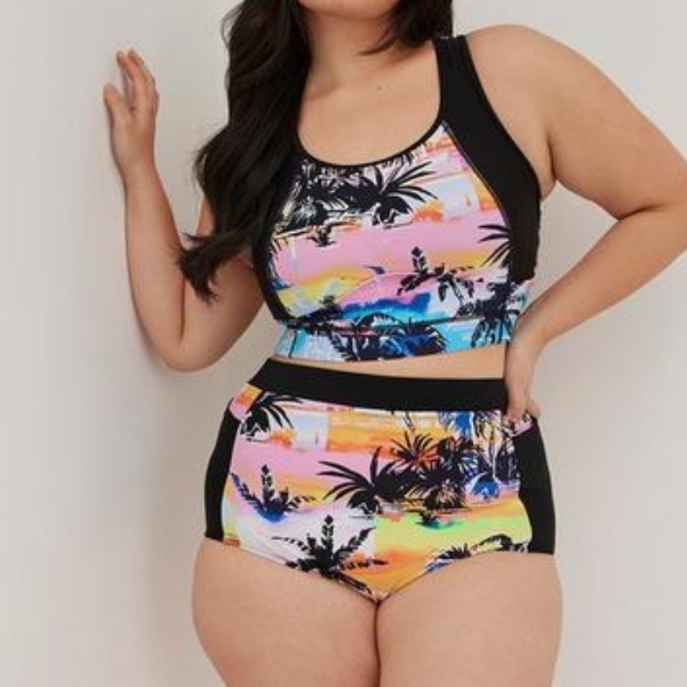 Torrid Active Wireless Racerback Bikini Top & High Rise Swim Bottom